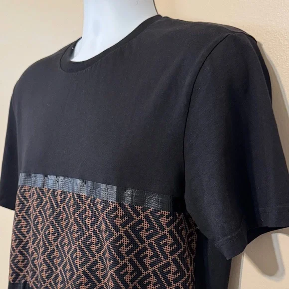 Fendi FF Mesh Panel Black T‑Shirt (Flawed Embellishment) size Large - Picture 3 of 14